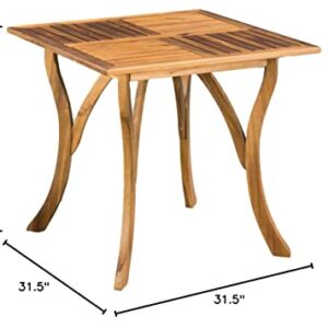 Christopher Knight Home Hermosa Acacia Wood Square Table, Teak Finish