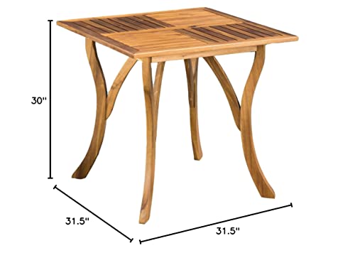 Christopher Knight Home Hermosa Acacia Wood Square Table, Teak Finish