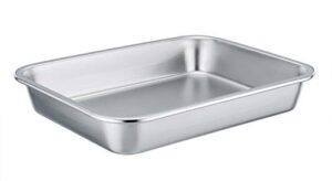 teamfar lasagna pan, stainless steel rectangular cake brownie pan casserole baking dish, 10.5’’ x 8’’ x 1.7’’ compact for toaster oven, non toxic & healthy, brushed finish & easy clean-dishwasher safe