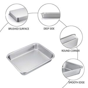 TeamFar Lasagna Pan, Stainless Steel Rectangular Cake Brownie Pan Casserole Baking Dish, 10.5’’ x 8’’ x 1.7’’ Compact for Toaster Oven, Non Toxic & Healthy, Brushed Finish & Easy Clean-Dishwasher Safe