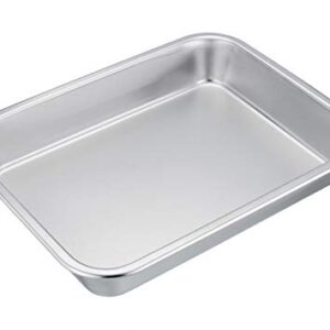 TeamFar Lasagna Pan, Stainless Steel Rectangular Cake Brownie Pan Casserole Baking Dish, 10.5’’ x 8’’ x 1.7’’ Compact for Toaster Oven, Non Toxic & Healthy, Brushed Finish & Easy Clean-Dishwasher Safe