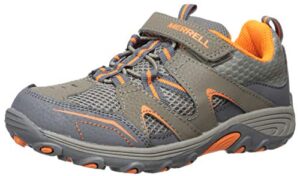 merrell unisex child trail chaser hiking sneaker, gunsmoke/orange, 4 big kid us