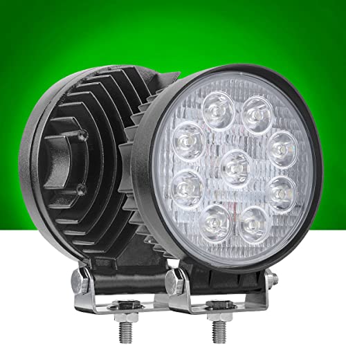 27W Spot Green Round Work LED Light Fog Offroad Off Road Lights Driving Lamp Waterproof for Hunting Pickup UTV Truck Car Boat SUV Boat 4WD ATV 12V 24V 4x4 Tractor Motorcycle（2pcs）