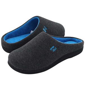 rockdove men's original two-tone memory foam slipper, size 13-14 us men, dark grey/blue