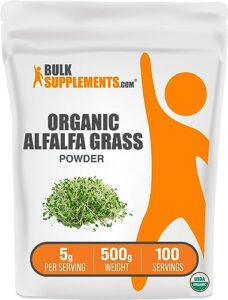 bulksupplements.com organic alfalfa powder - alfalfa grass powder - alfalfa organic powder - alfalfa sprouts supplement - alfalfa supplement - green superfood powder (500 grams - 1.1 lbs)