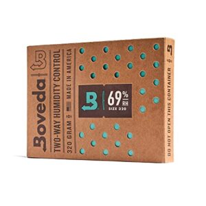 boveda 69% two-way humidity control pack for large wood humidifier boxes & plastic or electric coolers – size 320– single – moisture absorber – humidifier pack – individually wrapped hydration packet