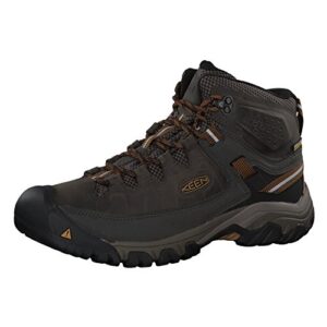 keen men's targhee 3 mid height waterproof hiking boots, black olive/golden brown, 11.5
