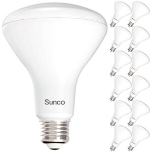 sunco 12 pack br30 indoor recessed flood light bulb led 4000k cool white, dimmable, 850 lm, e26 base, 25,000 lifetime hours - ul & energy star, white, 11w, 65w equivalent
