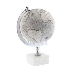 deco 79 marble globe with marble base, 7" x 7" x 11", white