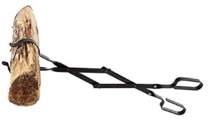 rocky mountain goods firewood tongs - reinforced wrought iron for extra strength - 26” - log grabber for up 12” thick logs - log - rust resistant finish fireplace tongs for indoor / outdoor (1)
