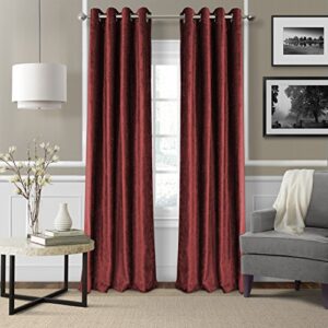 elrene home fashions victoria velvet room darkening window curtain, 52" x 84" (1 panel), red
