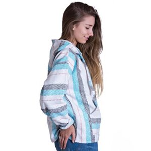 Orizaba Original Drug Rug - Turquoise Black White Red Zigzag - Loveland S