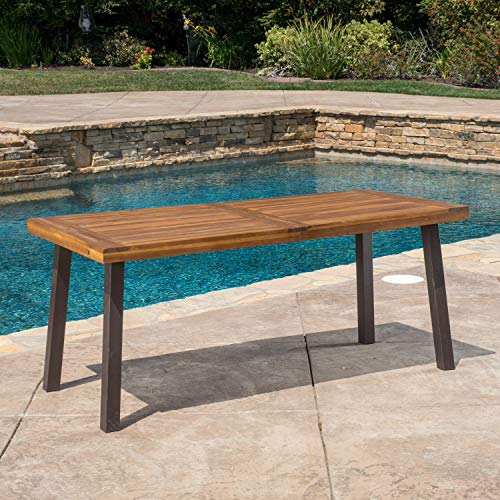 Christopher Knight Home 298192 Spanish Bay Acacia Wood Outdoor Dining Table | Perfect for Patio | with Teak Finis, Brown