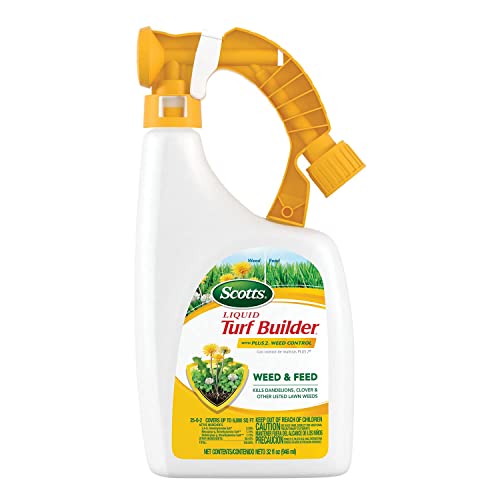 Scotts Liquid Turf Builder with Plus 2 Weed Control, Liquid Weed Killer and Fertilizer, 32 fl. oz.