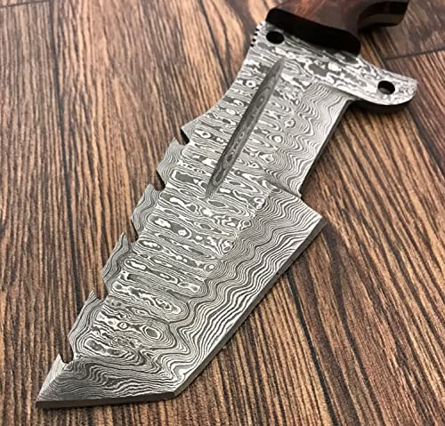 TR-1168 Custom Handmade Damascus Steel 10 Inches Tracker Knife - Perfect Grip walnut wood Handle (TR-987) (TR-2195)