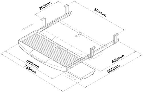 Pullout Keyboard Tray in Black with Mouse Tray