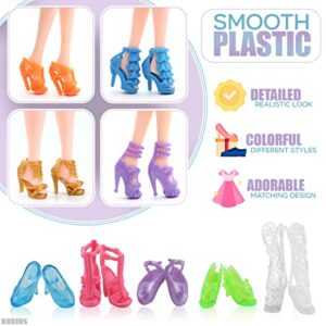 60Pcs Shoes for Dolls - Fashion Doll Style Shoes High Fashion Shoe Toy Miniature Designer Shoes for 11.5 inch Girl Doll - Fashion Pack Dolls Shoes and Accessories Shoe Heel Miniature Shoe Collectibles