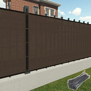 patio 5' x 25' fence privacy screen brown commercial grade mesh shade fabric with brass gromment outdoor windscreen zipties