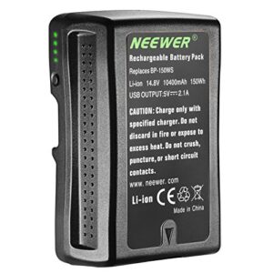 neewer v mount/v lock battery - 150wh 14.4v 10400mah rechargeable li-ion battery for broadcast video camcorder,compatible with sony hdcam, xdcam, digital cinema cameras and other camcorders