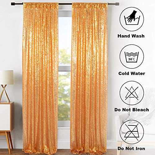 Sequin Curtains Backdrop Gold 2FTx8FT 1PC Sequin Photo Backdrop Shimmer Curtains for Backdrop 2FTx8FT Gold Curtain 1 Panel