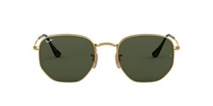 ray-ban rb3548n hexagonal flat lens sunglasses, gold/g-15 green, 54 mm