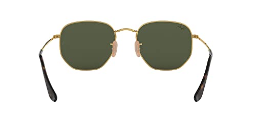 Ray-Ban RB3548N Hexagonal Flat Lens Sunglasses, Gold/G-15 Green, 54 mm