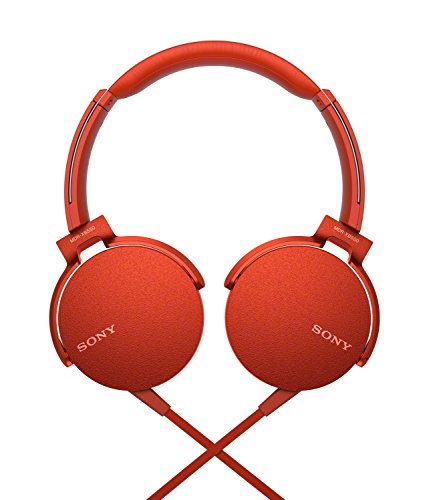 Sony XB550AP Extra Bass On-Ear Headset/Headphones with mic for phone call, Red