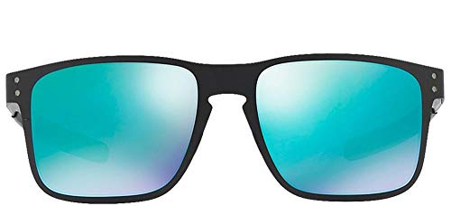 Oakley Men's OO4123 Holbrook Metal Square Sunglasses, Matte Black/Jade Iridium, 55 mm