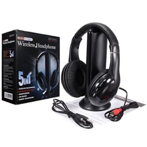 new 5 in 1 wireless cordless rf headphones headset with mic for pc tv radio