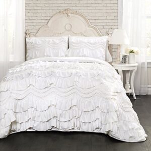 lush decor kemmy quilt ruffled textured 2 piece twin size bedding set, white