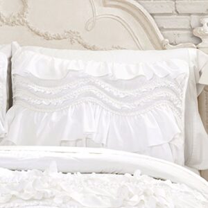 Lush Decor Kemmy Quilt Ruffled Textured 2 Piece Twin Size Bedding Set, White
