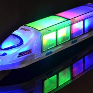 WolVolk Beautiful 3D Lightning Electric Train Toy for Kids with Music, goes Around and Changes Directions on Contact