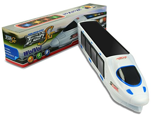 WolVolk Beautiful 3D Lightning Electric Train Toy for Kids with Music, goes Around and Changes Directions on Contact