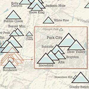 North America Ski Resorts Map 24x36 Poster (Beige & Opal Blue)