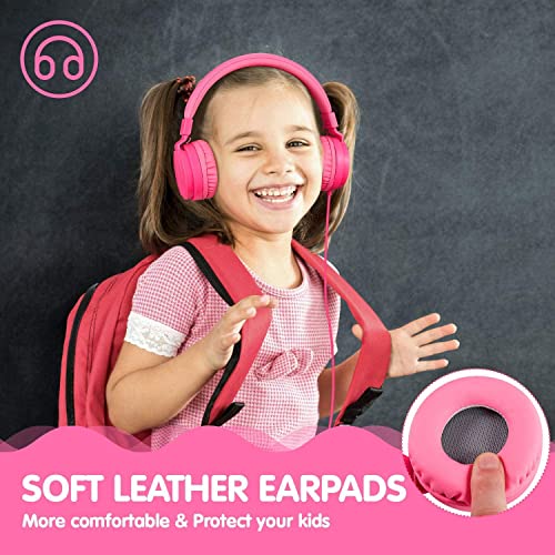 ONTA Kids Headphones for Boys Girls - Child Student Headset Wired Plug Toddler Earphones School Teen on Ear for Ipad | Computer | Smart Phone | Amazon Fire Tablet | Laptop | Plane Travel | Game, Pink