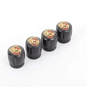 Porsche Valve Stem Caps, Set of 4 with Color Crest