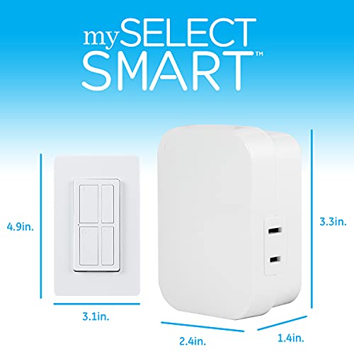 mySelectSmart GE Dimmable Wireless Control Switch, On/Off & Full, 1 Outlet, 150 ft. Range from Plug-in Receiver, Ideal for Lamps & Indoor Lighting, No Wiring Needed, 37781, Dimming Remote