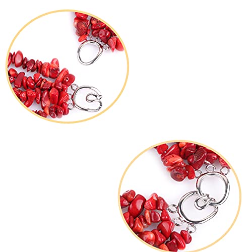 GEM-Inside Red Coral Chips Dyed Fashion Bohemia Necklace for Women Fashion Loose Beads for Jewelry Making Stand String Beaded Necklace 18-21 inches