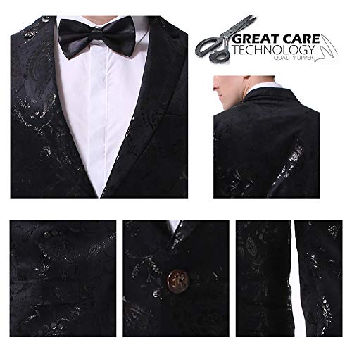 Men's luxury Casual Dress Suit Slim Fit Stylish Blazer Black Large, Black, Large