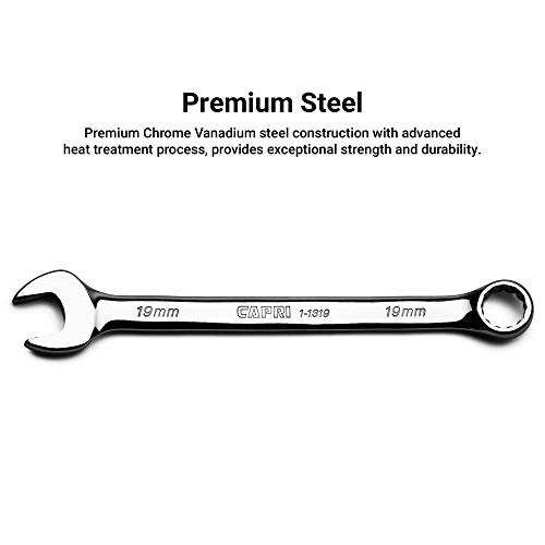 Capri Tools 19 mm Combination Wrench, 12 Point, Metric, Chrome (1-1319)