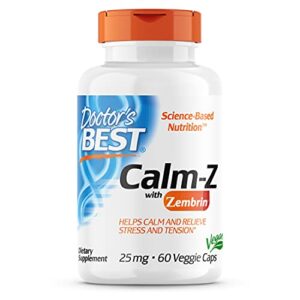 doctor's best calm with zembrin, stress & mood support, 25mg veggie caps, 60count (drb-00456)