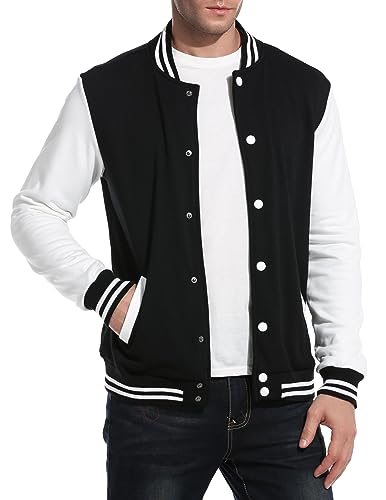 COOFANDY Men's Fashion Varsity Jacket Causal Slim Fit Cotton Letterman Baseball Bomber Jackets