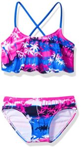 kanu surf girls' alania flounce bikini beach sport 2 piece swimsuit, alice blue, 7