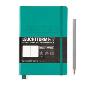 leuchtturm1917 - official bullet journal - medium a5 - hardcover dotted notebook (emerald) - 240 numbered pages