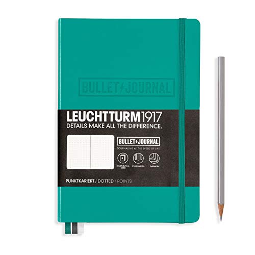 LEUCHTTURM1917 - Official Bullet Journal - Medium A5 - Hardcover Dotted Notebook (Emerald) - 240 Numbered Pages