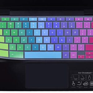 Colorful Keyboard Cover for Acer Chromebook Spin 11 311 CP311 511 512/Chromebook 11 CB3-131 CB3-132 CP311 C738T CB5-132T/Chromebook Spin 713 CP713 R13 CB5-312T/Acer Chromebook 14" 15.6",Rainbow