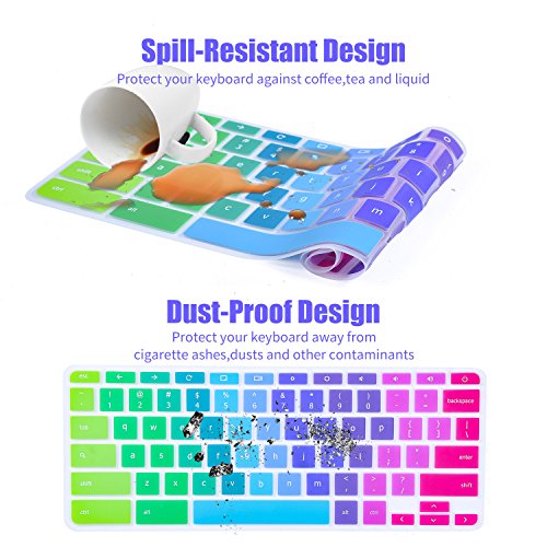 Colorful Keyboard Cover for Acer Chromebook Spin 11 311 CP311 511 512/Chromebook 11 CB3-131 CB3-132 CP311 C738T CB5-132T/Chromebook Spin 713 CP713 R13 CB5-312T/Acer Chromebook 14" 15.6",Rainbow