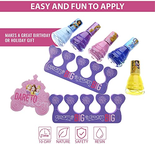 Townley Girl Disney Princess Non-Toxic Peel-Off Water-Based Safe Quick Dry Nail Polish| Gift Kit Set for Kids Girls| Glittery and Opaque Colors| Ages 3+ (18 Pcs)