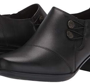 Clarks Women's Emslie Warren Slip-on Loafer,Black Leather,6.5 M US