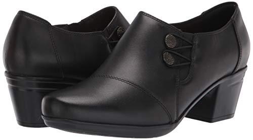 Clarks Women's Emslie Warren Slip-on Loafer,Black Leather,6.5 M US